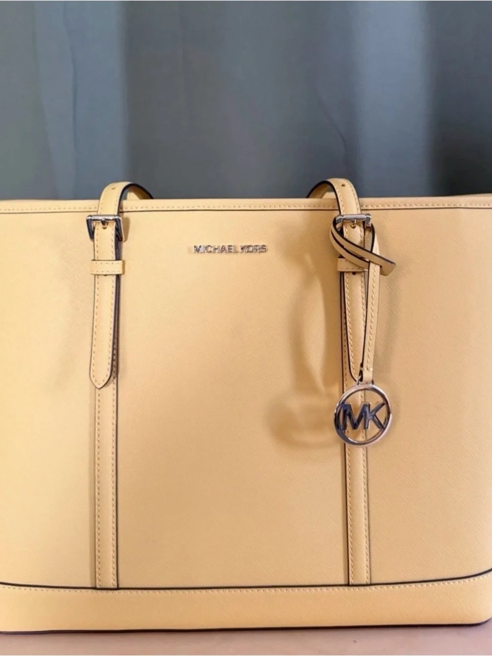 Michael Kors Pale Yellow Saffiano Leather Tote